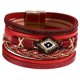 thumbnail image 4 of Pulsera multicapa envolvente, joyería, regalos, pulsera boho hecha a mano, cuerda trenzada Rojo, 4 of 9