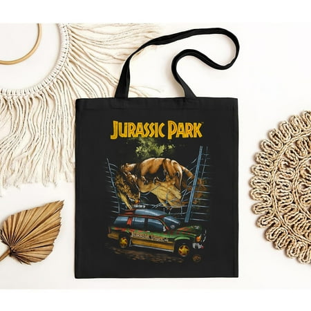 vintage Jurassic Park Vintage T-Rex Break Out Graphic Tote Bag-TH13347