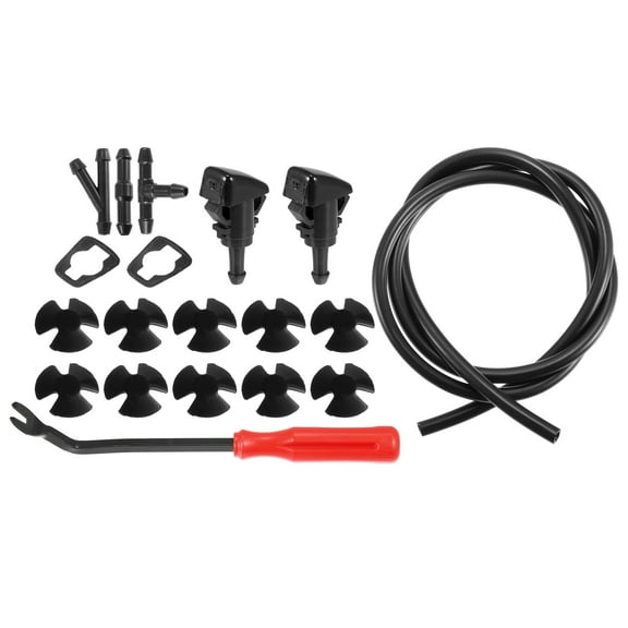 Unique Bargains 1 Set Front Windshield Washer Nozzle Kit Fit for Dodge for RAM for Dodge Charger with 1M Hose