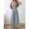 thumbnail image 6 of Women'S Summer Jumpsuit Spaghetti Strap One-Piece Outfit Wide Leg Baggy Pants Romper Light Gray M, 6 of 8