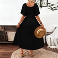 thumbnail image 5 of CharmCyan Women Square Neck Short Sleeve Maxi Dress Elegant Loose Fit Flowy Long Dress Summer Casual Solid A Line Sundress Black L, 5 of 5