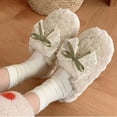 thumbnail image 3 of Bixock Slippers for Womens Indoor House Cotton Shoes Multi Size Bow Fluzzy Fleece Slide Warm Comfortable Non-Sliped Women Shoes, 3 of 6