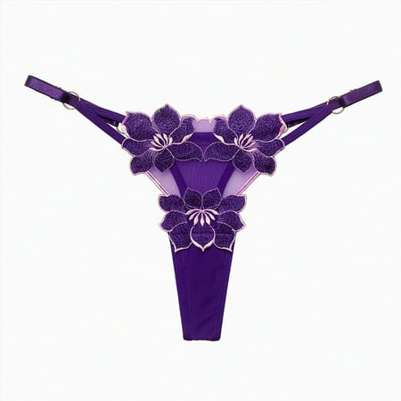 Meiodtion Underwear for Women Seamless Thong Comfort No Show Panty Elastic Waist Waistband Stretchable Panties  Purple  One Size