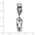 thumbnail image 2 of 925 Sterling Silver Charm For Bracelet Kids Safety Pin Dangle Bead Kid Line, 2 of 6