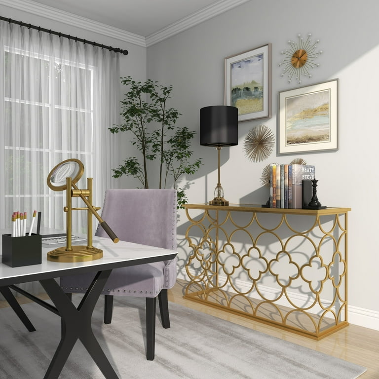 Gold geometric console table deals