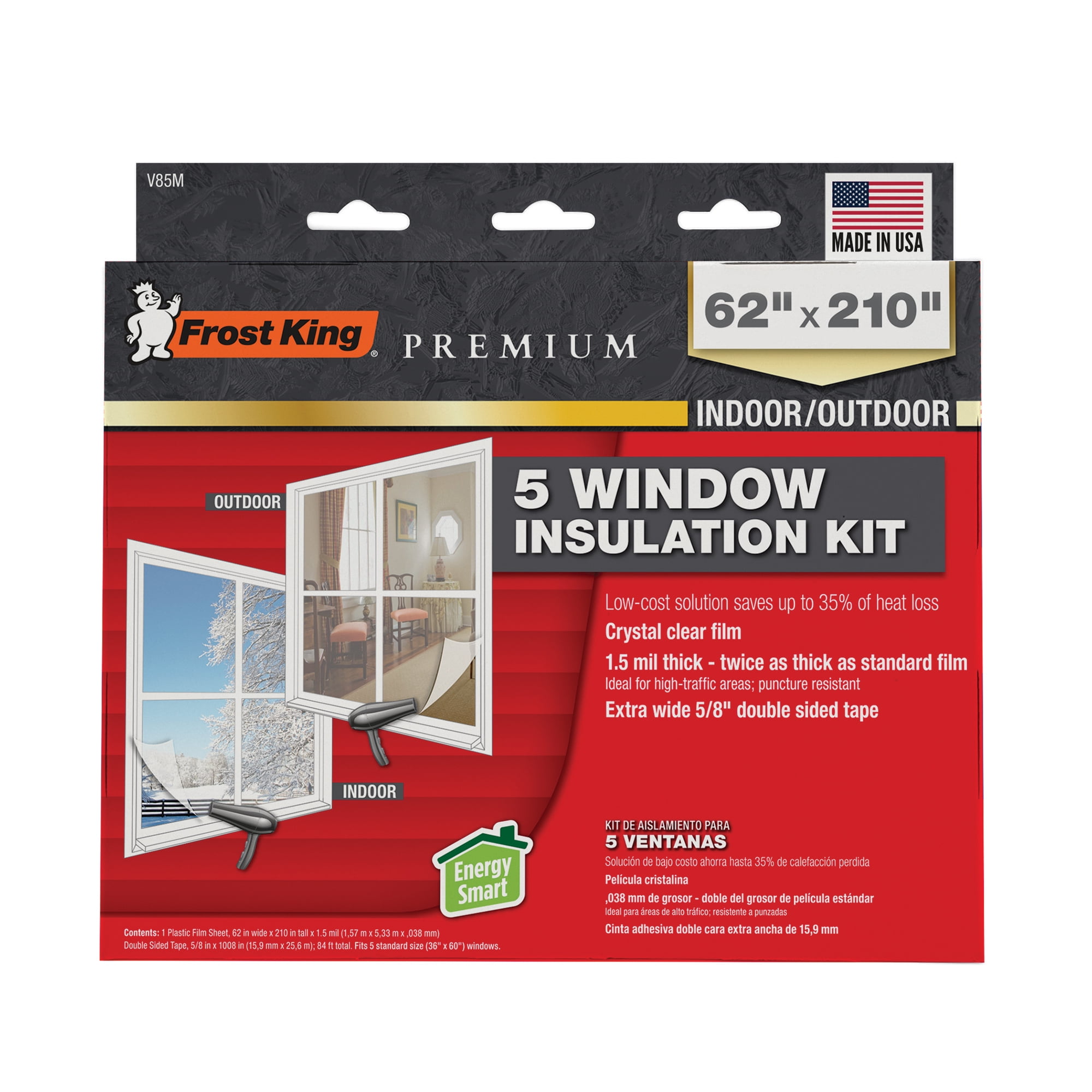 NEW Details about   Frost King WIndow Insulation Shrink Kit 42" x 62" Clear Sheets 3 pack 
