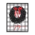 thumbnail image 2 of Joy Calligraphy Holiday Wreath Plaid Red Bow Botanical & Floral Graphic Art Framed Art Print Wall Art, 2 of 5