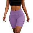thumbnail image 2 of Womens Shorts Lightweight Elastic Waist Slim Fits Athletic Shorts Soild Color Fashion Casual Summer Shorts with Pocket, 2 of 7