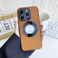 thumbnail image 5 of Slim for iPhone 12 Pro Max Case Leather | Protective i12 Pro Max Leather Case | for Men Woman | Compatible with Magsafe Magnetic | Plain Logo View Dual Camera Protection Phone Cover,Brown, 5 of 5