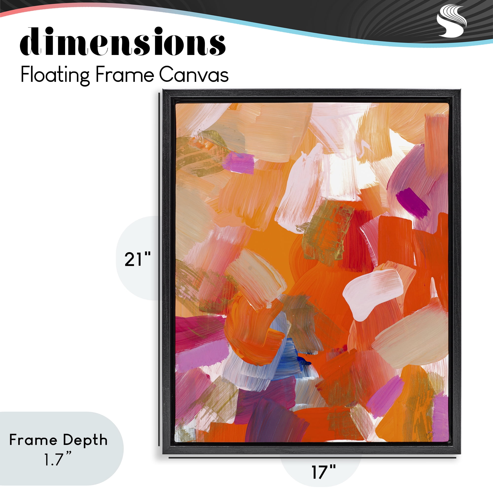 Stupell Industries Confetti Petals Abstraction Black Framed Floater Canvas Wall Art, design by Lanie Loreth