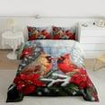 thumbnail image 2 of jejeloiu Cute Christmas Cardinal Bedding Comforter Set,Rustic Xmas Flower Twin Comforter Sets,Happy New Year Bedding Set For Girls,Microfiber Bedroom Decor Reversible,2 Pieces, 2 of 8
