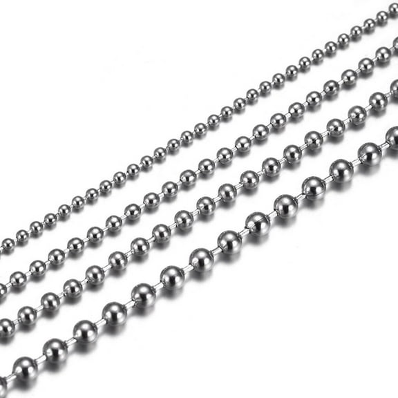 Stainless Steel Silver Ball Chain by INFINIQUE CREATIONS - Bracelet and Silver Necklace for Women and Men, 1mm-5mm, 7'-38', Silver - 1 Pack