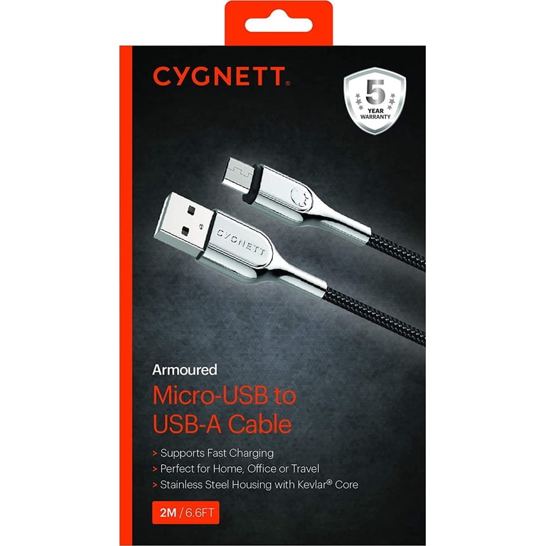 Cygnett Armored Cavo Micro-USB 2 M - Resistente Con Fibra Kevlar E Connettori Laser, Ricarica Rapida - 2