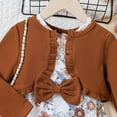 thumbnail image 7 of NAISIBABY Girls Dress Sets, Elegant Cardigan Floral Prints Sleeveless Bow Dress Cute 2-Piece Dresses Brown 4-6T, 7 of 7