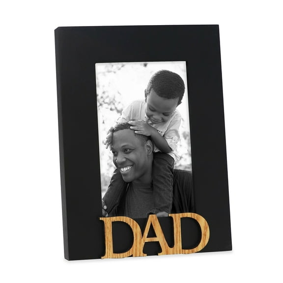 Isaac Jacobs 4x6 Black Wood Dad Picture Frame for Tabletop Display