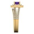 thumbnail image 3 of 3.05ct Brilliant Emerald Cut Natural Amethyst 18K Yellow Gold Halo Solitaire with Accents Engagement Bridal Wedding Ring Band Set size 5.5, 3 of 7