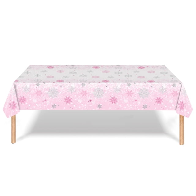 Birdeem Snowflake Christmas Party Tablecloth Blue Snow Winter Party Childrens Birthday Decoration Disposable Pe Tablecloth
