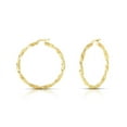 thumbnail image 4 of Better Jewelry Greek Key Hoop Earrings .925 Sterling Silver Gold Plated 3mm, 4 of 8