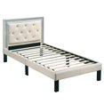 thumbnail image 2 of Poundex Furniture Twin Faux Leather Bed Frame with Slats in Cream, 2 of 4