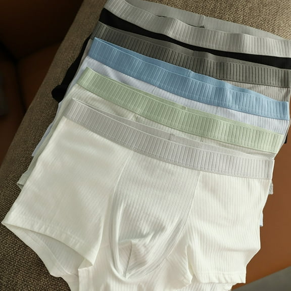 zeranth Men Underpants Color Matching Soft Mid Waist Elastic Striped Anti-septic Moisture-wicking U Convex Pounch Quick Dry Men Boxers Underwear