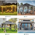 thumbnail image 6 of Dextrus Double Roof Hardtop Gazebo, Heavy Duty Gazebo with Netting and Curtains, Outdoor Galvanized Steel Vertical Stripes Roof for Patio, Backyard, Deck, Lawns-10x12ft, Brown, 6 of 10