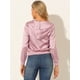 thumbnail image 5 of Chaqueta De Bombardero Brillante Con Capucha Frontal Con Cremallera Metálica Brillante Holográfica Brillante Para Mujer Rosa sucio XS, 5 of 6
