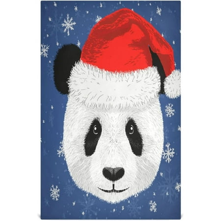 

Anyway.go Panda Santa Hat Kitchen Dish Towel Set of 4 Merry Christmas 18x28in Absorbent Dishcloth Reusable Cleaning Cloths for Household Use