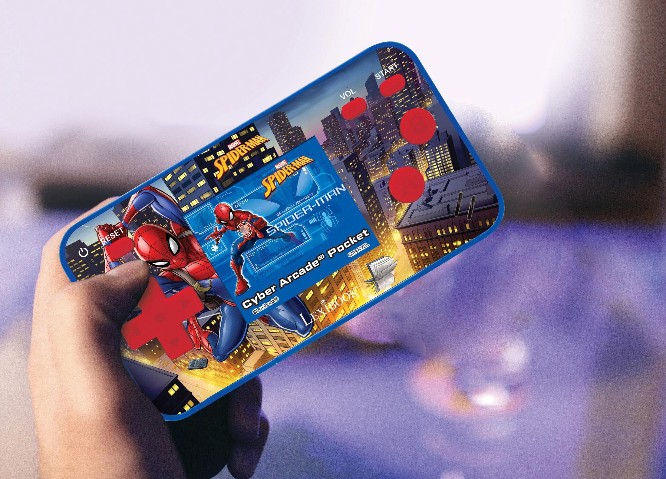 Lexibook Spider-Man, Cyber Arcade Pocket Game Console, 150 Games, LCD Screen, Battery Operated, Red/blue