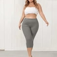 thumbnail image 7 of XL-5XL Plus Size Capri Leggings for Women Tummy Control Capri Yoga Pants High Waisted Stretchy Mid-calf Length Pull on Tights Jegging Gray 4XL, 7 of 7