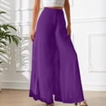 thumbnail image 2 of Rggeeun Women'S Pants Solid Color Elastic High Waist Ankle Length Curved Hem Wide Leg Loose Fit Soft Drape With Side Pockets For Evening Party Elegant Bottoms,Purple,Xxl, 2 of 4