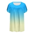thumbnail image 5 of Women's Tops Square Neck Flowy Pleated Short Petal Sleeve Shirts Gradient Summer Casual Loose Comfortable Tee (XL, Sky Blue), 5 of 5
