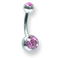 thumbnail image 2 of Designer Stainless Steel Sgss Curv Bb W Press Fit Gem Balls 14G (1.6Mm) 3/8 (10Mm) Long 5X8mm Made In China -Jewelry By Sweet Pea Creations, 2 of 2