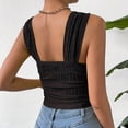 thumbnail image 5 of DuoJiaJ Womens Y2K Crop Top, Square Neck Sleeveless Solid Color Vest Black L, 5 of 7