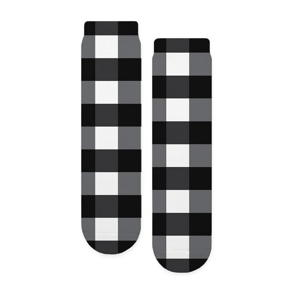 CafePress - Gingham Checks Black And White - Unisex Novelty Printed Crew Adult Socks