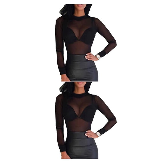 Qarigey Camiseta básica de mujer Camiseta de manga larga para mujer Cuello Tops Negro M Type2 NO2 Qarigey CBP193561