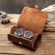 thumbnail image 1 of Caja de reloj de cuero de caballo vintage, dos cajas de almacenamiento portátiles para viajes al aire libre para relojes de pareja, 1 of 5
