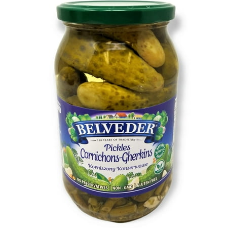 Belveder Pickles Cornichons-Gherkins 31.74 oz 900g, Vegan, Non-GMO, Gluten-Free Pack of 1