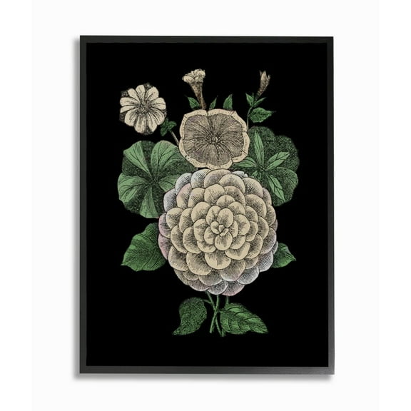 Stupell Industries Yellow Flowers On Black Drawing Design Black Framed Art Print Wall Art, 16x20, by The Saturday Evening Post