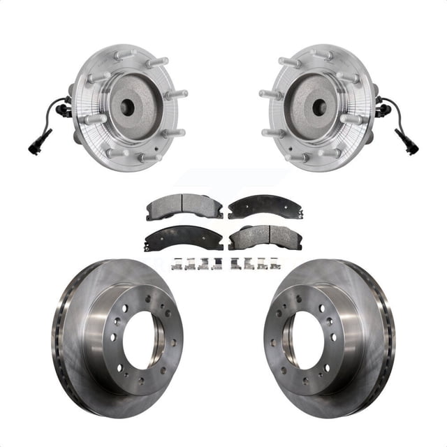 Transit Auto Front Hub Bearing Assembly Disc Brake Rotors and Semi-Metallic Pads Kit for Car 2011-2019 GMC Sierra 3500 HD Chevrolet Silverado with Dual Rear Wheels RWD KBB-132223