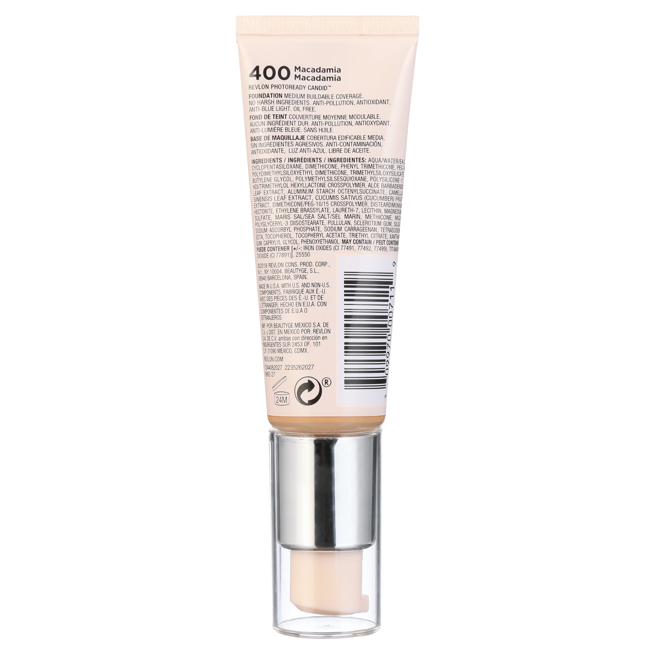 (3 pack) Revlon PhotoReady Candid Natural Finish Anti-Pollution Foundation, 400 Macadamia, 0.75 fl oz.