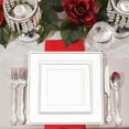 thumbnail image 6 of Smarty 6.5" White Silver Square Edge Disposable Plastic Salad Plates 120ct, 6 of 8
