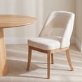thumbnail image 4 of COLAMY 7-Piece Modern Dining Set, 63" Travertine-Look Kitchen Table with 6 Open-Back Cutout Upholstered dining chairs, Fluted Wood Apron, Solid Rubberwood Frame, Dining Furniture, Beige, 4 of 14