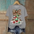 thumbnail image 2 of Towmus Women's Tops Fashion Women Christmas Tree Print Short Sleeve T-shirt Bow Graphic Tops, 2 of 6