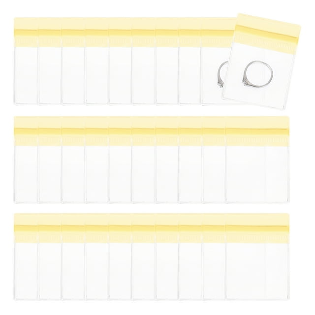 Uxcell 30 Pcs Bolsas de Almacenamiento de Joyería de Plástico Transparente con Cremallera, Amarillo (2 x 2.75 Pulgadas)