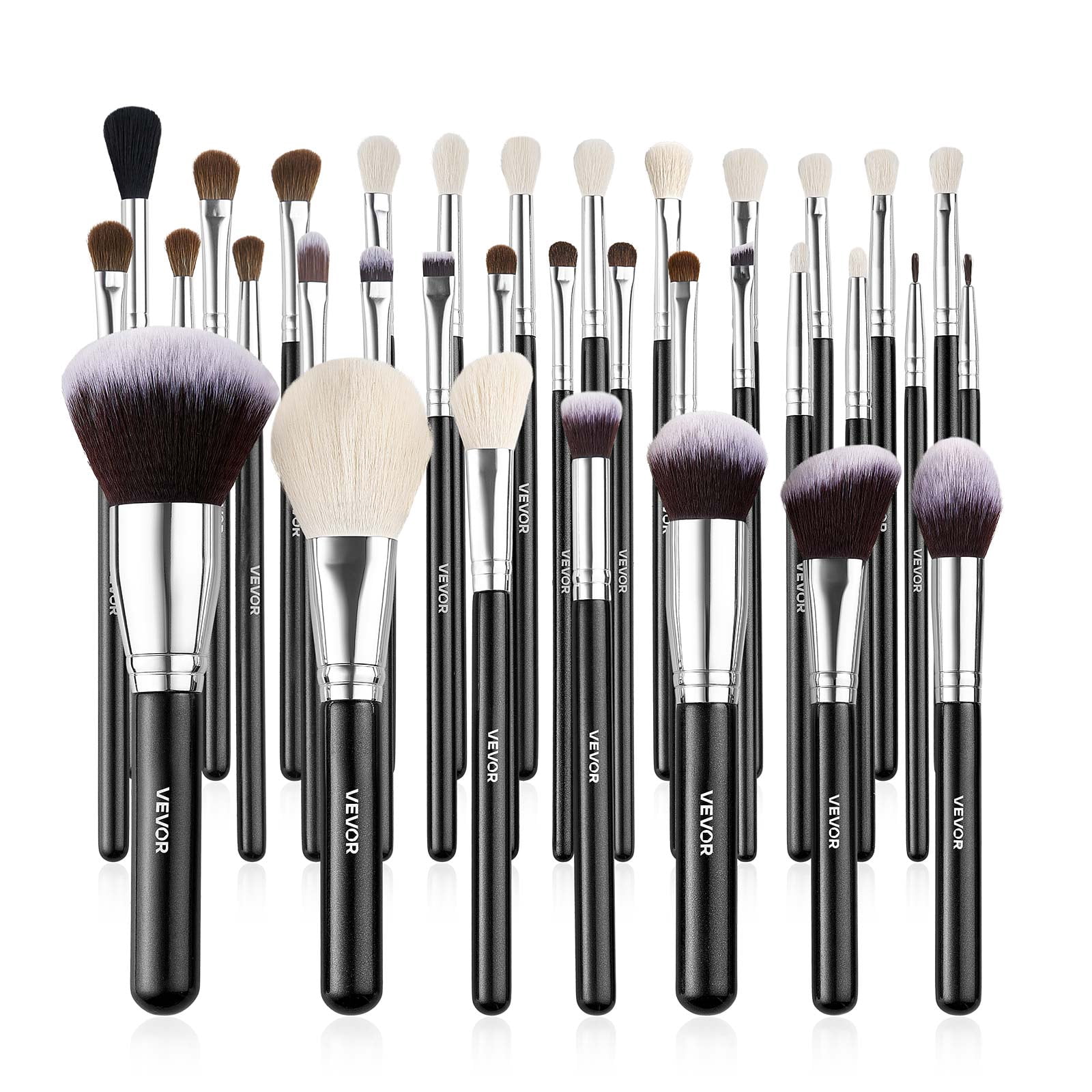VEVOR 34-Piece Makeup Brush Set, Professional Brushes Kit for Foundation Blending Eyeshadow Concealer Blush - with Soft Bristles, Ergonomic Wood Handle, Travel-Friendly Case Included