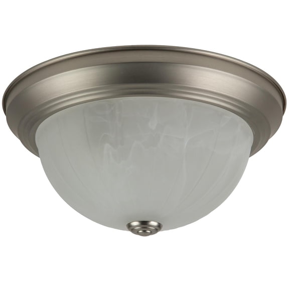 Diodesy- DBN11 11? Flush Mount Ceiling Light, 2-Light Fixture with Alabaster Glass, Brushed Nickel, A19 Dome Round Ceiling for Bedroom, Hallway, Kitchen, E26 Medium Base, 60 Watts, 120 Volt, UL Listed