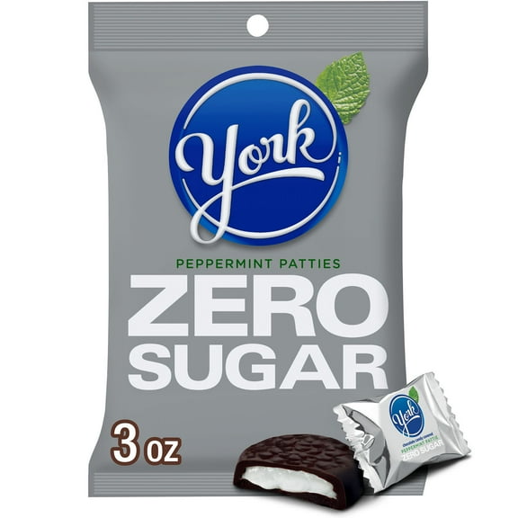 York Zero Sugar Chocolate Peppermint Patties Candy, Bag 3 oz