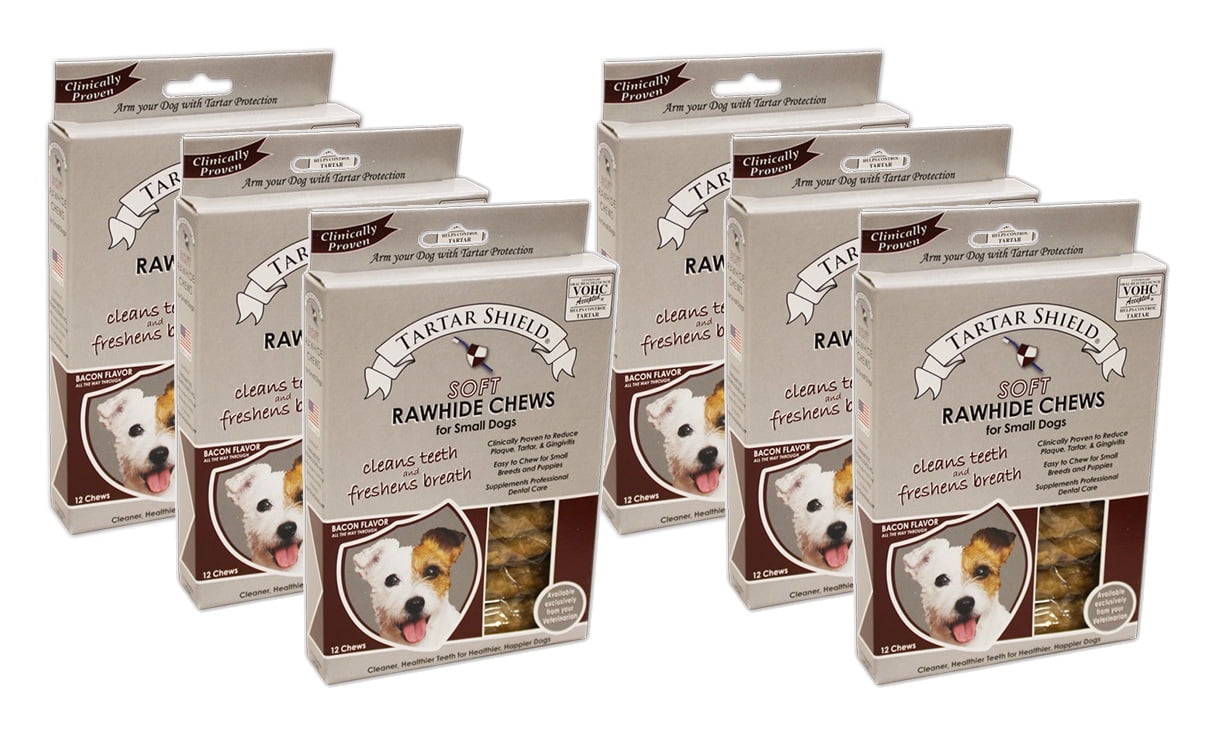 Tartar Shield Soft Rawhide Chews for Small Dogs 12 Count 6 Pack