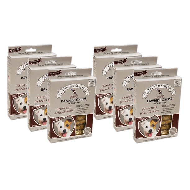 Tartar Shield Soft Rawhide Chews for Small Dogs 12 Count 6 Pack