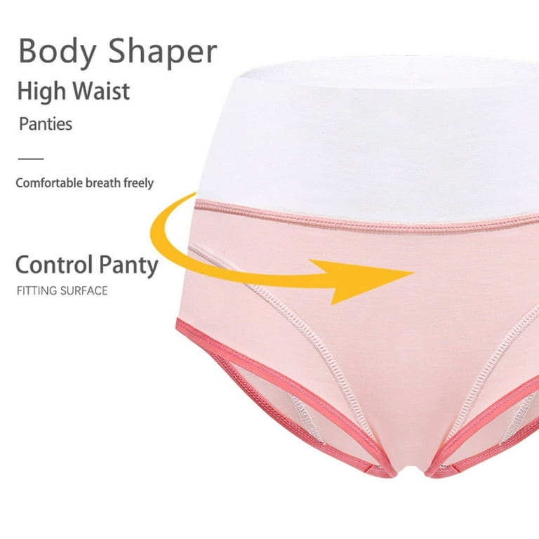 EHTMSAK Women's Tummy Control Underwear Soft High Waisted Shaping Tummy  Control Breathable Cotton Body Shaper Briefs Underwear Pink XL 